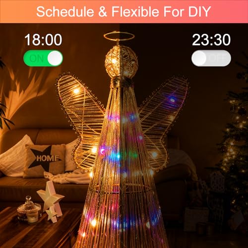 12-Inch Smart Christmas Tree Topper Angel with 80 Lighting Modes, App & Remote Control