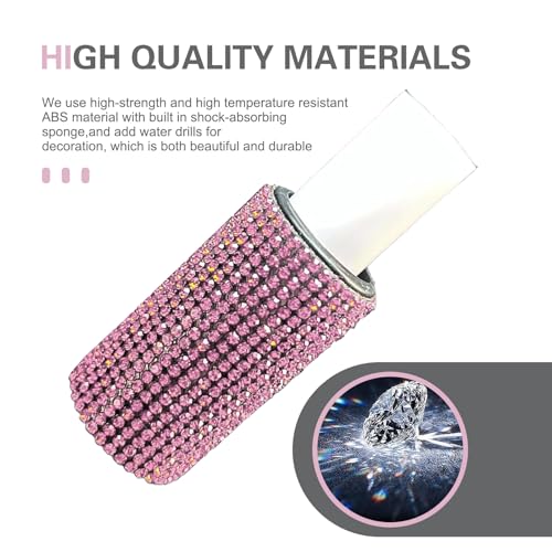 Hugwits Bling Car Lipstick Holder - Pink Rhinestone Self-Adhesive Stand