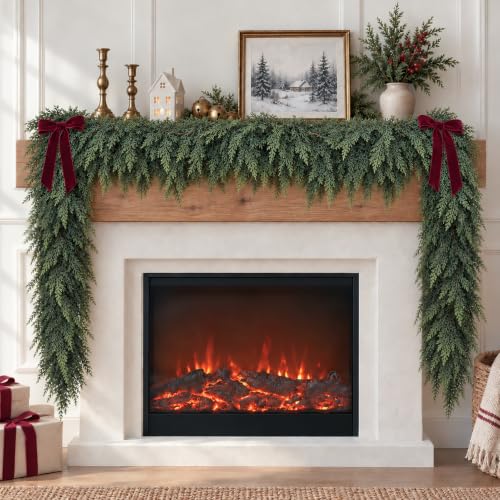 9Ft Real Touch Cedar Garland - Lush Artificial Christmas Greenery for Mantel & Railing