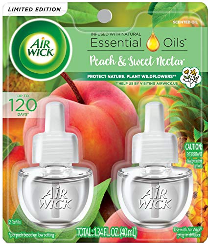 Air Wick Scented Oil Refill, Fresh Peach and Sweet Nectar, 2 Pack