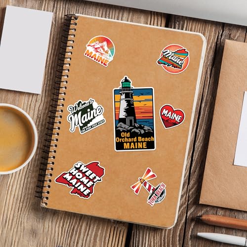 Maine State Vinyl Travel Stickers Set - Waterproof Decals for Laptops, Water Bottles, Cars & More