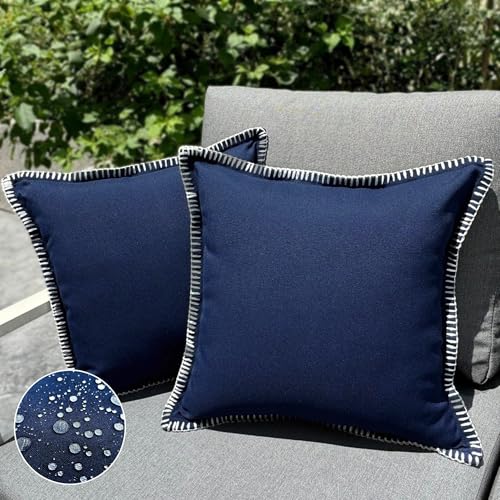 HER HWA Set of 2 Water-Resistant Outdoor Throw Pillow Covers 18x18