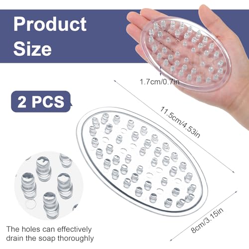 2-Pack Self-Draining Plastic Soap Holder for Kitchen & Bathroom
