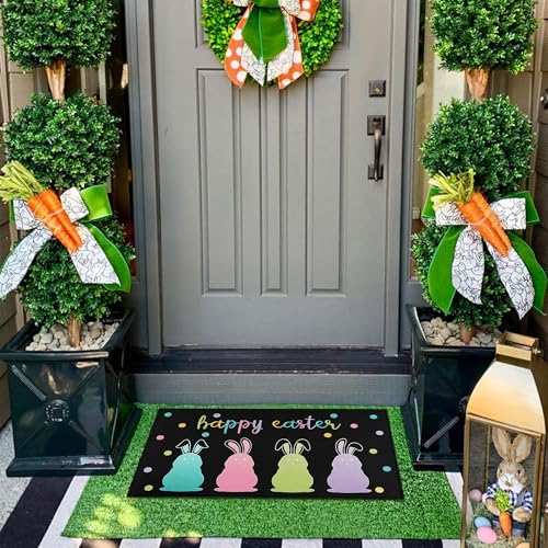 Easter Bunny Decorative Door Mat 30 x 17 Inch - Pastel Rabbit Design