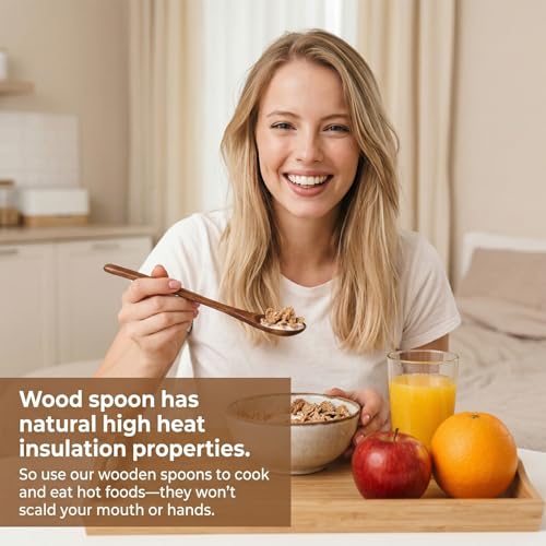 Wooden Honey Spoon Set, 2 Pcs 7.7 Inch Long Spoons for Kitchen and Tea