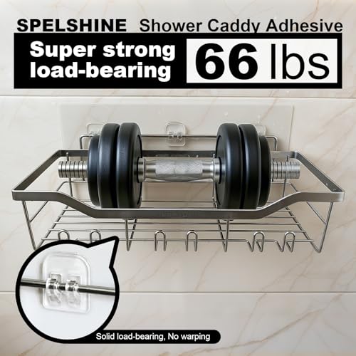 Heavy Duty Adhesive Shower Caddy Replacement Strips - 66lb Load Capacity