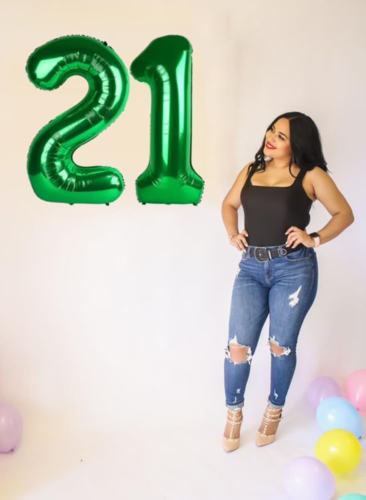 Regine Switzerland 40-Inch Dark Green Number 21 Balloons - Perfect Birthday & Graduation Party Decor