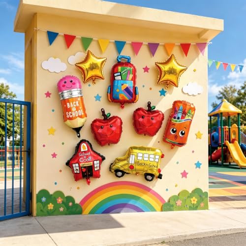 Back to School Decorations Balloons Set - 9 PCS School Theme Foil Balloons - Back to School-A