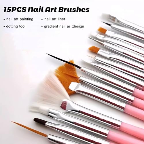 FSpronail Press-On Nail Stand Kit with 15 Brushes and 120 Fake Tips