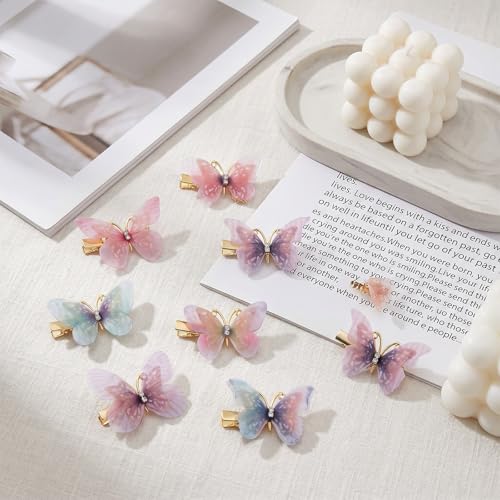 Thinp 18 Pcs 3D Moving Butterfly Hair Clips Glitter Barrettes for Women