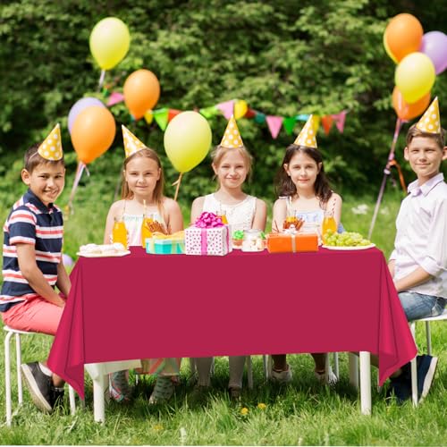 Bright Red Disposable Tablecloths - 2 Pack, 54" x 108" for Events