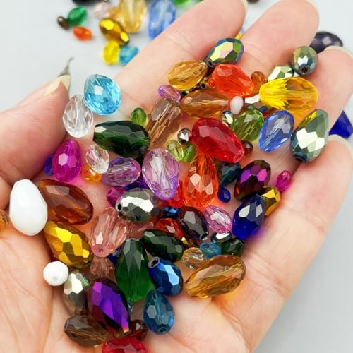 Transparent Teardrop Crystal Glass Beads 10x15mm for Jewelry Making - 50pcs