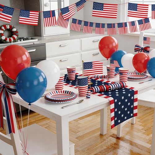 OHOME 250th Anniversary Patriotic Table Runner - USA Stars Decor