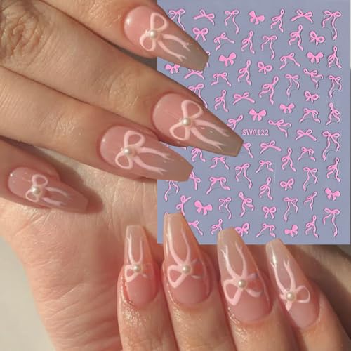 8 Sheets 3D Self-Adhesive Ribbon Bow Nail Art Stickers Decals