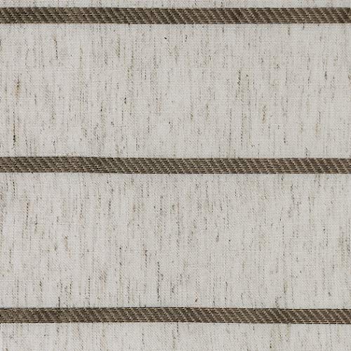 Mocha Linen Twill Stripe Sheer Valance, 52" x 14" - Anti-Dust & Pet Friendly