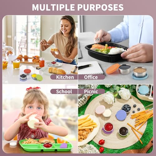 SANEXC 8 Pack Small 1.6 Oz Salad Dressing & Sauce Containers with Multicolor Lids