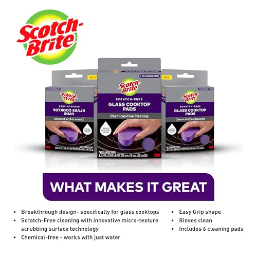 Scotch-Brite Glass Cooktop Cleaning Pads, Scratch-Free Scrubbers - 6 Pack
