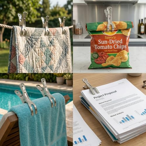 Coideal 11cm Beach Towel Chair Clips - 10 Pack Heavy Duty Metal