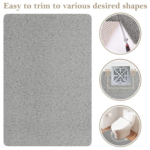 SoftDuo Non-Slip Shower Mat 24" x 16" - Soft Tub Mat in Grey