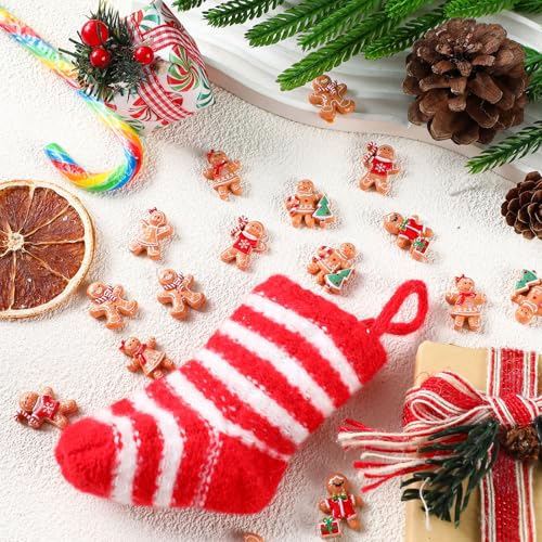 60 Pcs Gingerbread Miniature Figurines for Christmas Decor