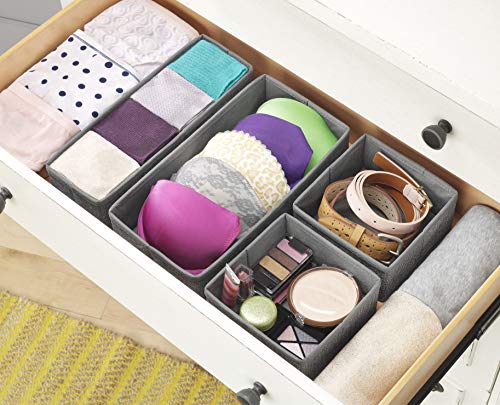 Whitmor Set of 4 Crosshatch Gray Drawer Organizers - Collapsible Storage Bins