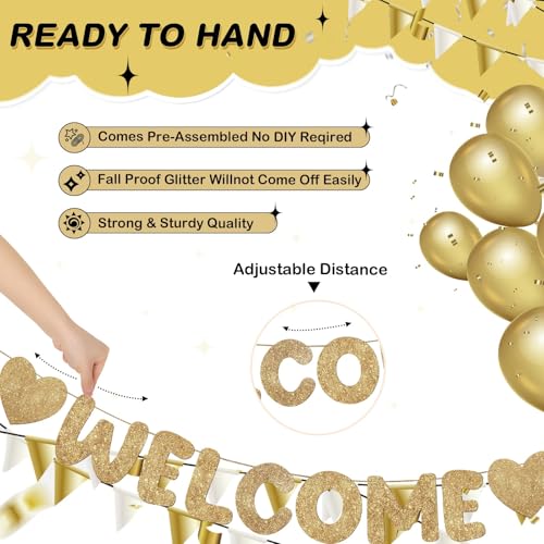 Fulmoon Champagne Gold Welcome to The Team Banner – Prestrung Party Decoration