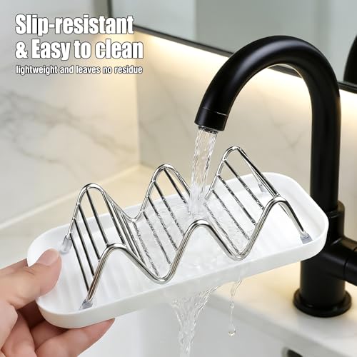 OZNER 304 Stainless Steel Wavy Soap Dish, M (7.4" x 3.2") Shower Soap Holder