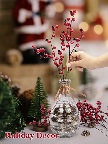 Artificial Red Berry Stems for Christmas Decor 13.8" Waterproof Holiday Wreaths & Crafts