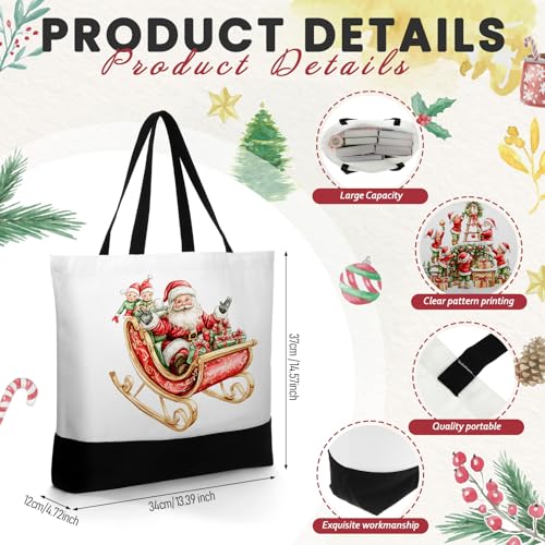 Christmas Canvas Tote and Makeup Bag Set - Snowman & Tree Design - 12 Pcs