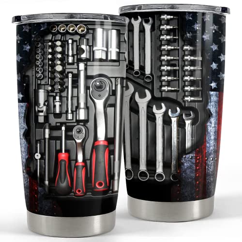 Mechanic Tumbler with Lid - 20oz Insulated Travel Mug Gift for Dad