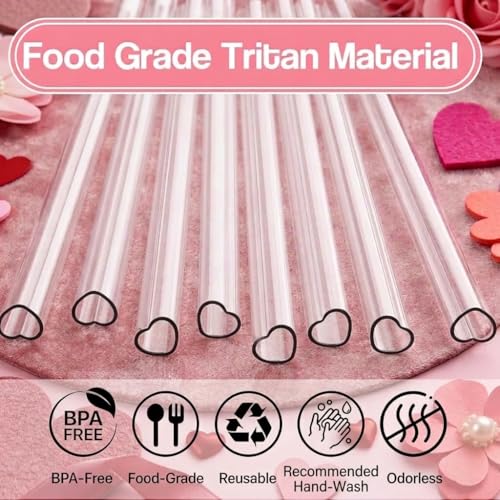 Heart Shaped Straws for Stanley Cup 40 oz Tumbler - 8 Pack Reusable Tritan Straws with Brushes