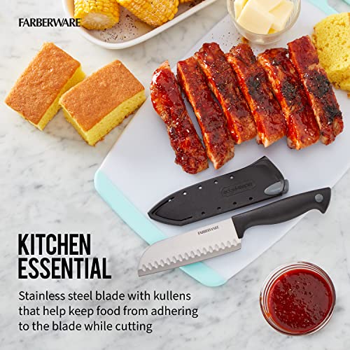 Farberware EdgeKeeper 5" Santoku Knife Pack of 12 with Self-Sharpening Blade Cover - Black/Gray