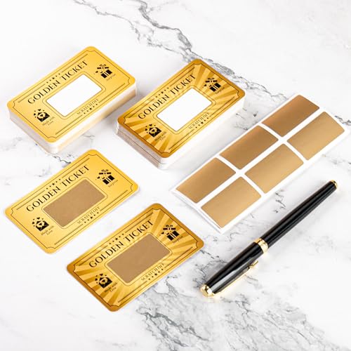 120PCS Golden Ticket Scratch Off Cards - DIY Custom Gift Coupons