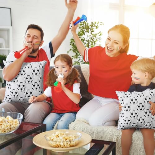 Lounsweer Soccer Pillow Covers - Set of 2, 18x18 Inch Soft Plush Cushions