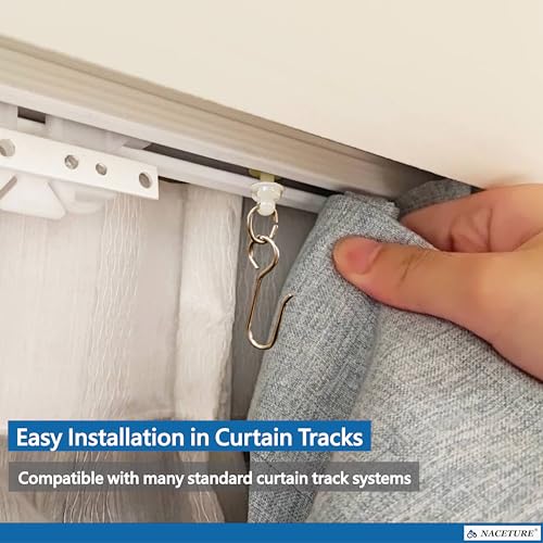 NACETURE 30 Pack Stainless Steel Curtain Hooks with Rings