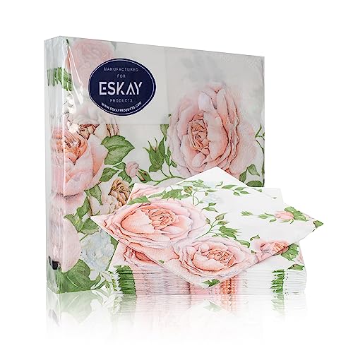 Rose Glory 3-Ply Disposable Beverage Napkins - 20 Count