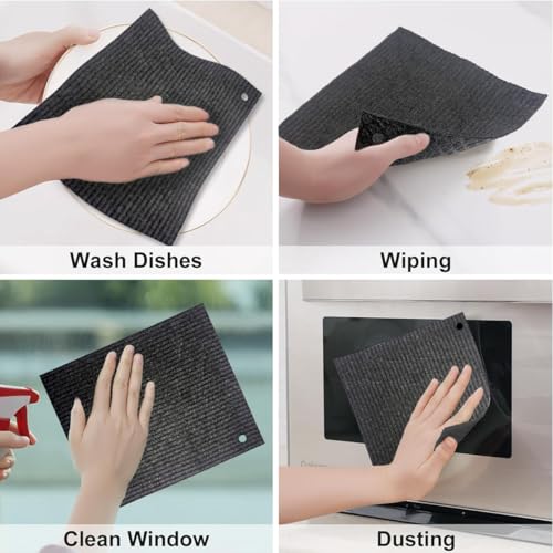 Spunspon Swedish Dish Cloths - 6 Pack Reusable Eco-Friendly Sponges (Black)