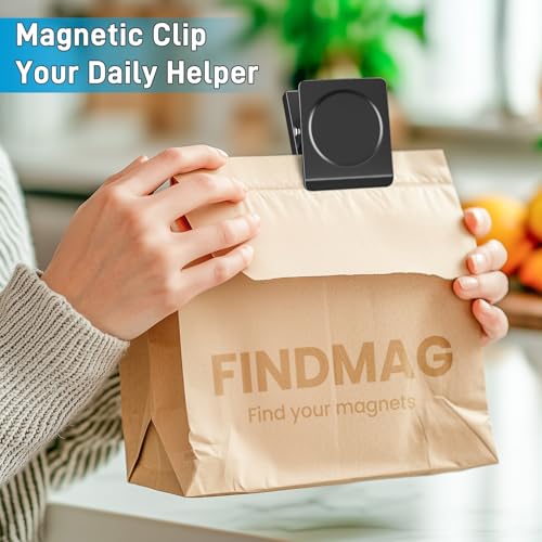 Black Magnetic Clips 8 Pack for Refrigerator Use - Heavy Duty, Reusable