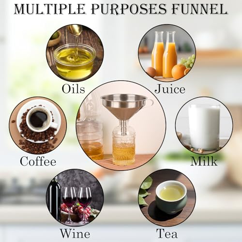 5-Inch Stainless Steel Funnel with Filter and Silicone Scraper