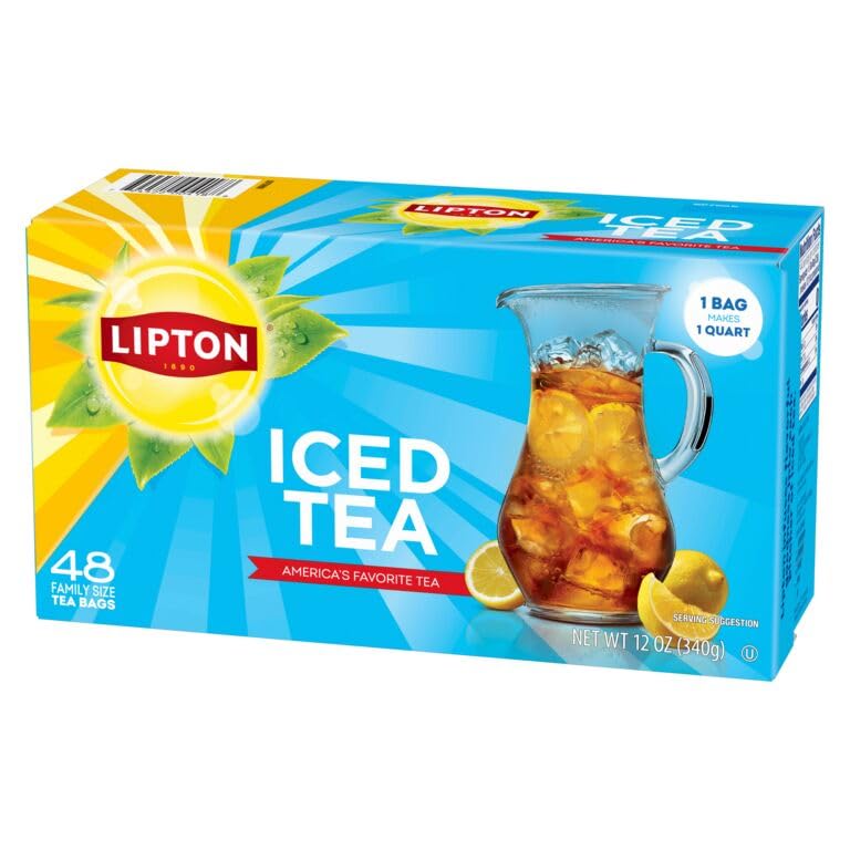 Lipton Unsweetened Iced Tea Bags - Family Size, 48 Count