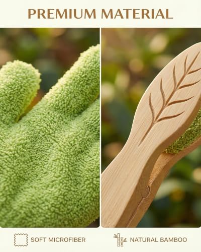 3-Piece Plant Leaf Cleaning Set with Microfiber Tongs & Gloves
