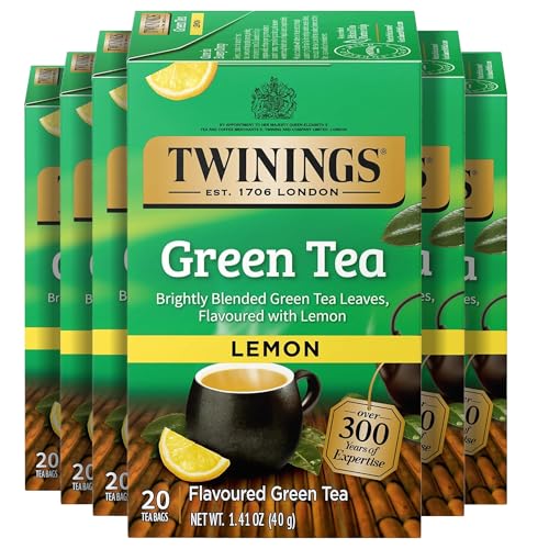Twinings Green Tea with Lemon - 20 Tea Bags, 6 Pack
