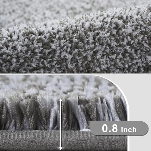 Enqinar Bathroom Runner Rug 24x60 Inch, Soft Absorbent Long Bathroom Rug for Shower Floor, Non Slip Washable Bath Rugs, Plush Thick Microfiber Large Bath Mat for Tub Double Sink Vanity, Grey White