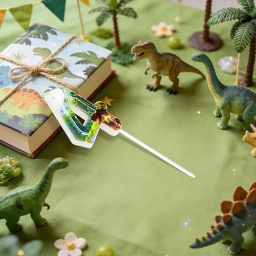 Dinosaur Birthday Candles - Green Number 4 Cake Topper