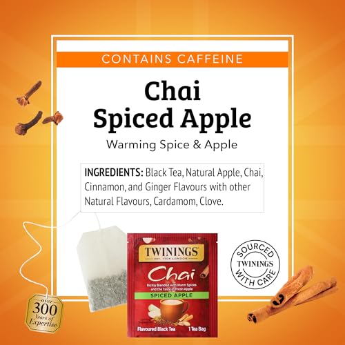 Twinings Spiced Apple Chai Black Tea Bags, 20 Count (6 Pack)