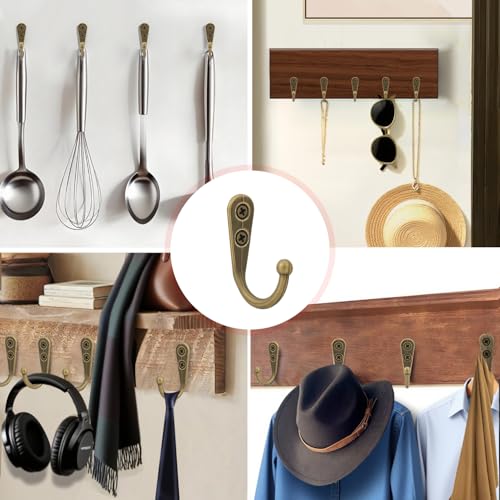 Bronze 20 Pcs Wall Mount Key Hooks - Zinc Alloy Utility Hangers