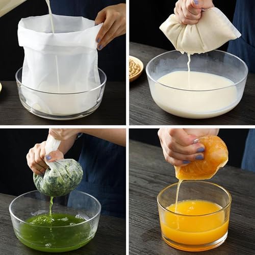 Reusable Nut Milk Bag - 200 Mesh Nylon Filter for Juice & Brewing (2pcs)