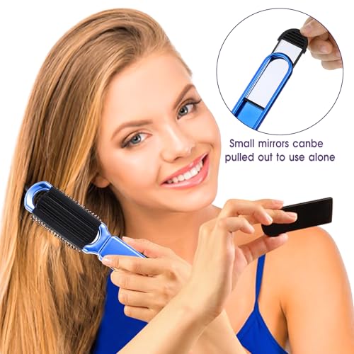 Mozeat Lens Travel Foldable Hair Brush with Mirror 2 Pack