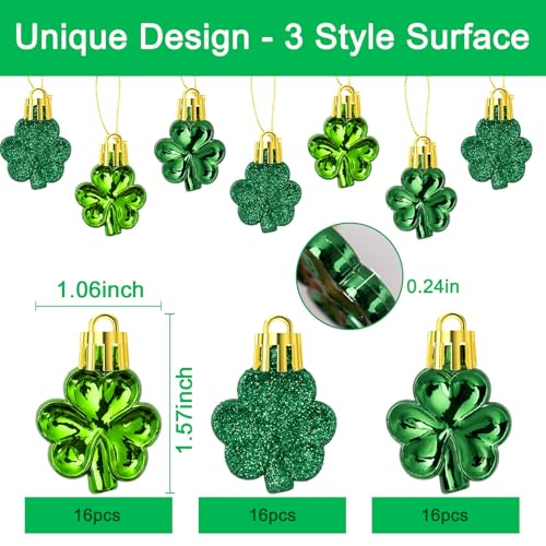 St. Patrick's Day Shamrock Ornament Set - 48pcs Clover Baubles