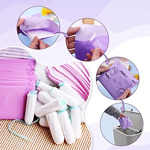 Purple Feminine Hygiene Disposal Bags - 100 Pack, 7x12 Inches